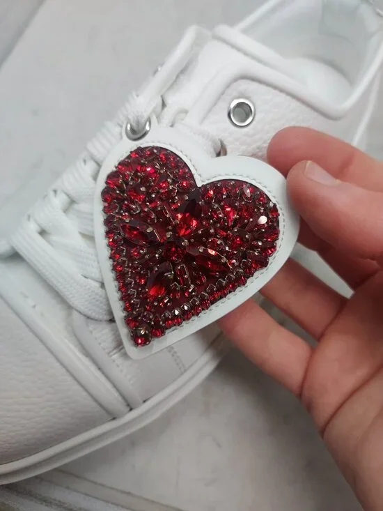 Christian Louboutin MENS White Heart Love Adolon Junior Sneaker - Picture 3 of 12